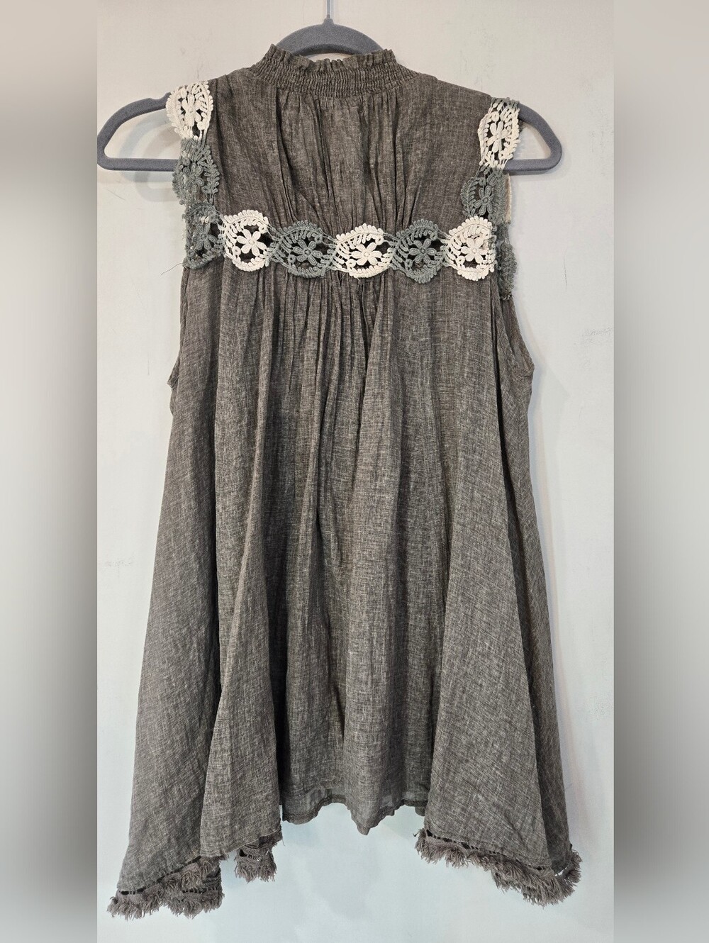 Ryu Taupe and Cream Sleeveless Mini Dress/Long Top Pristine Condition - Picture 7 of 9